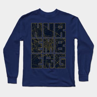 Nuremberg, Germany City Map Typography - Gold Art Deco Long Sleeve T-Shirt